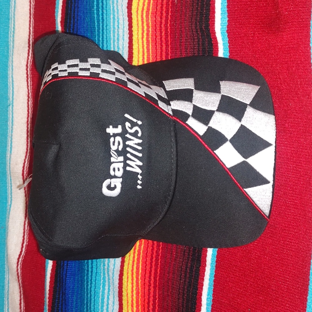 Vtg Garst Seed...Wins! Embroidered Race Track Black White Snapback Cap Hat New